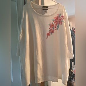 3/4 light weight blouse with flowers on left side